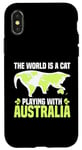 Coque pour iPhone X/XS Le monde est un chat qui joue avec l'Australie World Map Traveler