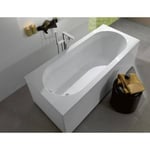 Oberon Baignoire droite Ovale 170 x 70 cm en marbre coulé, Blanc (UBQ177OBE2V-01)