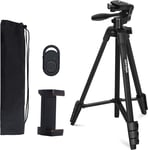 Phone Tripod for iPhone 55inch/140cm, Extendable Mobile Phone Tripod Stand Black