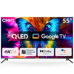 CHIQ 55 Pouces 4K QLED Smart TV, UHD Wide Color Gamut avec HDR, télécommande à Commande vocale, Chromecast intégré, Dolby Audio, DBX-TV, Bluetooth 5.0, Wi-FI Double Bande, U55QM8E Modèle 2023