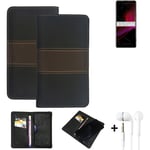 Wallet Case + headphones for Sony Xperia 1 III Protective Cover Brown