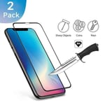 2 pièces Plein Écran Verre Trempé pour iPhone XS-X Film Protection écran Ultra Résistant Dureté 9H Noir COSwk2318