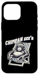 Coque pour iPhone 16 Pro Max Jeu de mots drôle de singe chimpanzé « Chimpan-zzz »