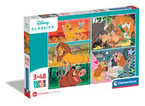 Clementoni - 25285 - Supercolor Puzzle - Disney Classics - 3x48 Pièces, Puzzle Enfants 5 Ans, Boîte De 3 Puzzles (48 Pièces), Puzzle Dessin Animé - Fabriqué en Italie