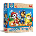 Trefl- Patrouille Bois : Paw Patrol, Équipe de Chiens mignons-24 pièces, Wooden Puzzle, Bords Arrondis, Motif Décoratif au Verso, pour Les Enfants à partir de 3 Ans, 20265, Multicolore