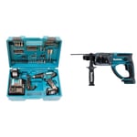 Makita HP333DSAX1 Perceuse-visseuse à percussion sans fil 12 V max. 2 Ah - 2 batteries + chargeur dans coffret de transport & teur burineur SDS-Plus 2J 18V LXT (Solo) - MAKITA DHR202Z