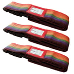 Sure Travel Suitcase Wrap Triple Pack, 3 x Coloured Secure Travel Luggage Straps