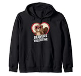 Beavers Are My Valentine Cute Beaver Heart Valentines Day Zip Hoodie