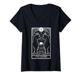 Womens Tarot Card Mystic Cats | The Lovers Couples Valentines Day V-Neck T-Shirt