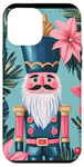 Coque pour iPhone 12 Pro Max Blue Tropical Preppy Pink Imprimé casse-noisette de Noël