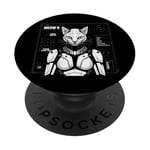 Robot chat Android Cyborg Futuriste Chaton félin PopSockets PopGrip Adhésif