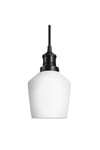 Brooklyn Opal Glass Schoolhouse Pendant Light, 5.5 Inch, White, Black Holder