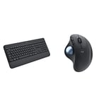 Logitech Signature K650 Wireless Keyboard - Grey & ERGO M575 Wireless Trackball Mouse - Easy thumb control, precision and smooth tracking, ergonomic comfort design - Grey