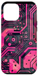 Coque pour iPhone 12 Pro Max Motif carte mère circuit rayé Art déco rose