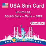 USA Prepaid SIM Card | Unlimited 5G/4G LTE Data | Calls/Texts | Refillable (12 D