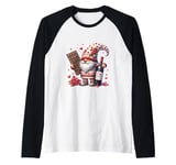 Wine Gnome With Valentines Chocolate For Valentines Day Raglan Baseball Tee