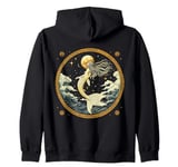 Mermaid Celestial Aesthetic Art Deco Dark Ocean Zip Hoodie