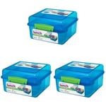 Sistema to GO Lunch Box Cube Max - 2 L Bento-Box Style Food Container with Dividers & Leak-Proof Yoghurt Pot - BPA Free - Assorted Solid Colours (Not Selectable) (Pack of 3)