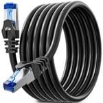 Cable Ethernet 5m Cat 6, Cable RJ45 5m Noir 23AWG Câble Réseau Haut Débit 1000 Mbits Gigabit Cable Internet Blindé FTP Extérieur Intérieur Cable Patch pour Routeur Modem.[G497]