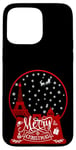 Coque pour iPhone 15 Pro Max Joyeux Noël Paris horizon dans la boule à neige scintille