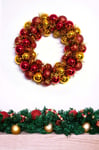 33cm Red & Gold Shatterproof Bauble Wreath | Christmas Tree World