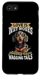 Coque pour iPhone SE (2020) / 7 / 8 Teckel blaireau wiener saucisse chien Love is wet nezes