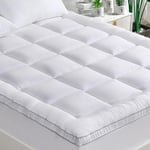 GRT Surmatelas 160x200 cm, avec Surface en Fibres de Bambou et garnissage en Flocons de Neige 3D, adapté aux Lits boxspring Jusqu’à 30 cm d'épaisseur – Respirant, Ultra-Doux et Silencieux