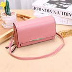 (Pink)Small Shoulder Handbag Multifunctional Large Capacity Women Cell Phone GB