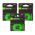 12 AAA Gp Recyko Pro Piles Rechargeable Nimh 800 MAH 4Bl Neuf Emballage