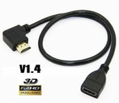 0.5m RIGHT ANGLE FLAT HDMI Extension Cable Plug To Female For Amazon Fire Stick