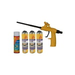 Kit SIKA mousse polyuréthane expansive 500ml x3 - Nettoyant 500ml - Pistolet Foam Gun