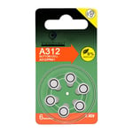 Lot de 6 Piles bouton Zinc Air Type A312/312 pour appareils auditifs compatibles PR41 1,45V - Visiodirect -