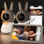 ieGeek 2K/3MP 5" Babyphone 2 Caméra Bebe,PTZ 360° Baby Phone Vidéo connecté Smartphone, Visiophone avec Alertes Intelligentes/Vision Nocturne/Suivi Automatique