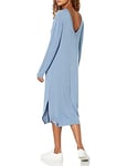 The Drop Suki Robe Pull pour Femme, Longueur Midi, Côtelé, Encolure en V dans le Dos, Bleu-Gris, Taille XS