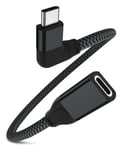 Câble Extension USB C 0.2M,Coudé USB-C 3.1 Gen2 10Gbps Cordon 90 Degrés Femelle à Mâle Type C,Rallonge Adaptateur Thunderbolt 3 pour Mackbook,iPad 10 Air 4 5 6,iPhone 15 Pro,Samsung S24 A54