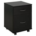 Mobile File Cabinet Wooden Side Table with 2 Drawers Pedestal Office