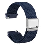 WOCCI 21mm Bracelet Montre en Nylon Tressé pour Homme et Femme, Réglable Boucle Argentée (Bleu)