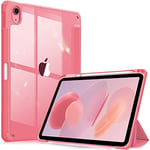 FINTIE Coque pour iPad 10ème Génération 10.9 Pouces 2022 - [Rangement de Stylet] Coque Rigide et Transparente Claire, Housse Antichoc avec Bords en TPU Veille/Réveil Auto, Rose