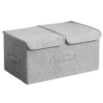 JOYBOS Grande boîte de rangement de vêtements en tissu pliable avec couvercle gris