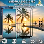 2-Pack Motorola EDGE 20 Pro Skärmskydd & 1-Pack linsskydd - Härdat Glas 9H - Super kvalitet 3D