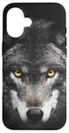 iPhone 16 Wolf Lovers Black Wolf Wild Animal Lovers Wolf Illustration Case