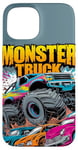 iPhone 15 Monster Truck Crushing Cars Art for Monster Truck Lovers Case