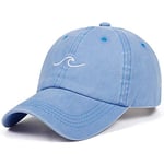 Baseball cap Washed Dad Hats Women Men Sea Wave Baseball Cap Unisex Cotton Dad Hats Sports Hats Bone Garros Sky Blue