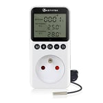 KETOTEK Prise Thermostat Jour/Nuit Régulateur de Température Numérique avec Minuterie pour Terrarium Serre Chauffage Refroidissement Contrôleur 220V avec Sonde