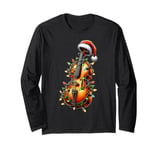 Cello Music Instrument Christmas Hat Xmas Long Sleeve T-Shirt