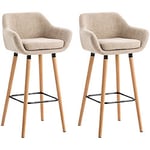 Aqrau - Lot de 2 Tabouret de bar Bagbign Grant Chaise haute pieds haute 45 55 104 cm - beige