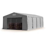 Intent24 - Tente de Stockage 8x8 m entrepôt Hall de Stockage bâche pvc 850 n gris 100% imperméable abri Porte zippée - gris