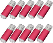 Lot de 10 clés USB 2.0 16 Go Rouge.