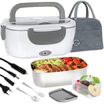 Poligono Lunch Box Chauffante Électrique (1.5L/55W), Boite Isotherme Repas Chaud Portable, Gamelle Ghauffante puro Bureau et Voiture, Gris