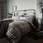 Catherine Lansfield Kelso Check Reversible Double Duvet Cover Set with Pillowcases Charcoal Grey